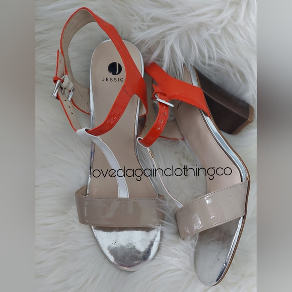 Orange and beige sandals by Jessica in size 10 - Picture 4 of 10